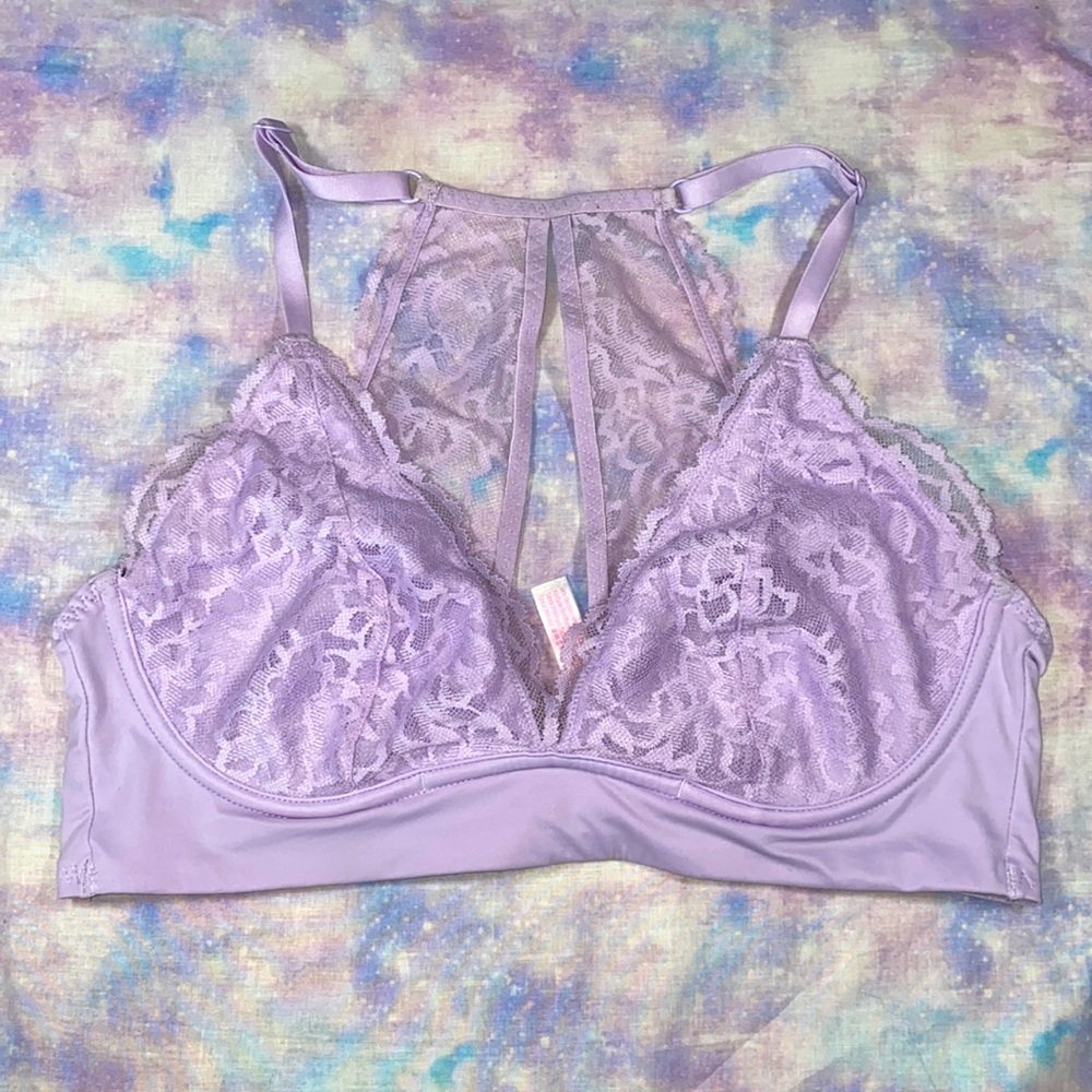 VS PINK • Lavender Lace Racerback Bralette
